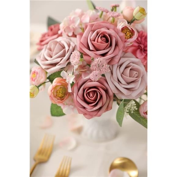 Artificial Flowers Combo Box Set Gradient Color Flower Leaf w/ Stems DIY Wedding - Picture 2 of 6